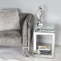 Cube Glass and Mirrored End Table
