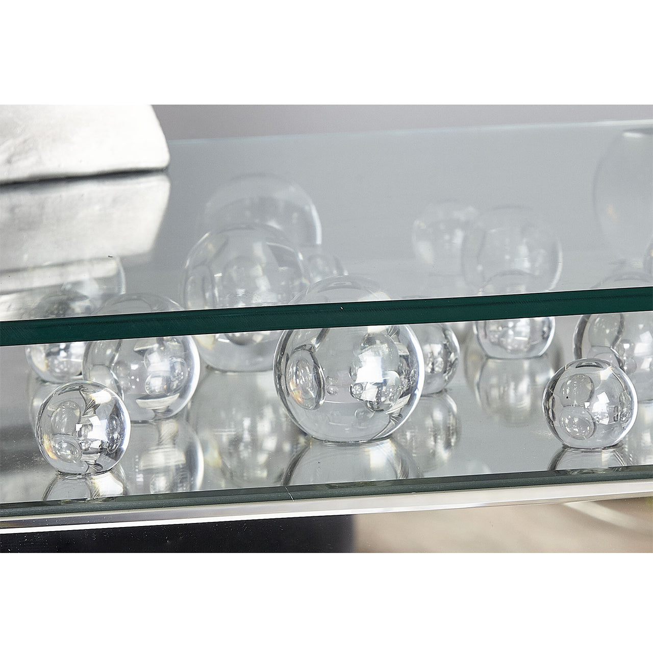 Cube Glass and Mirrored End Table