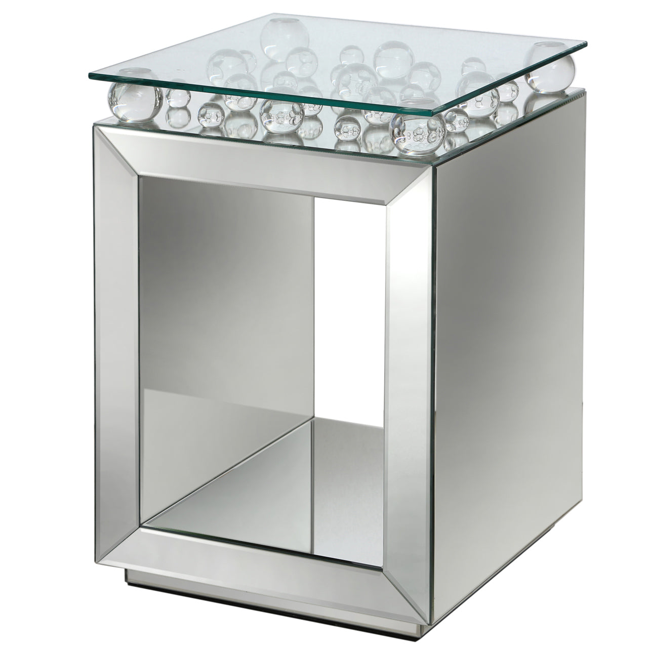 Cube Glass and Mirrored End Table