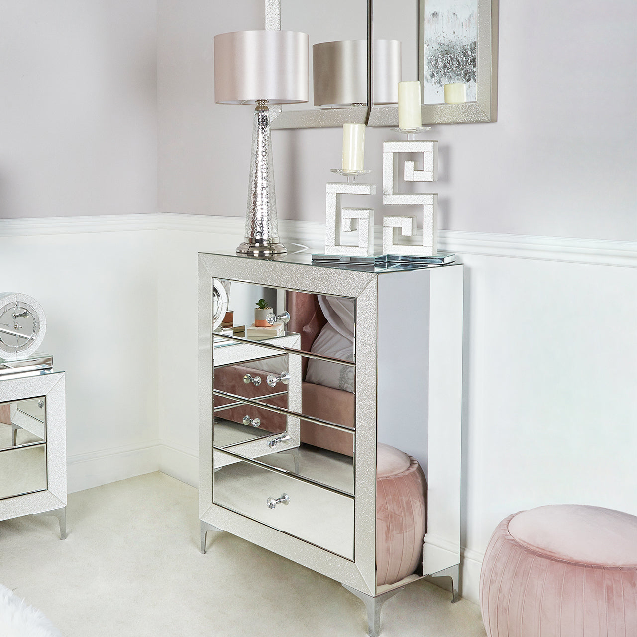 Sparkle Champagne 4 Drawer Cabinet