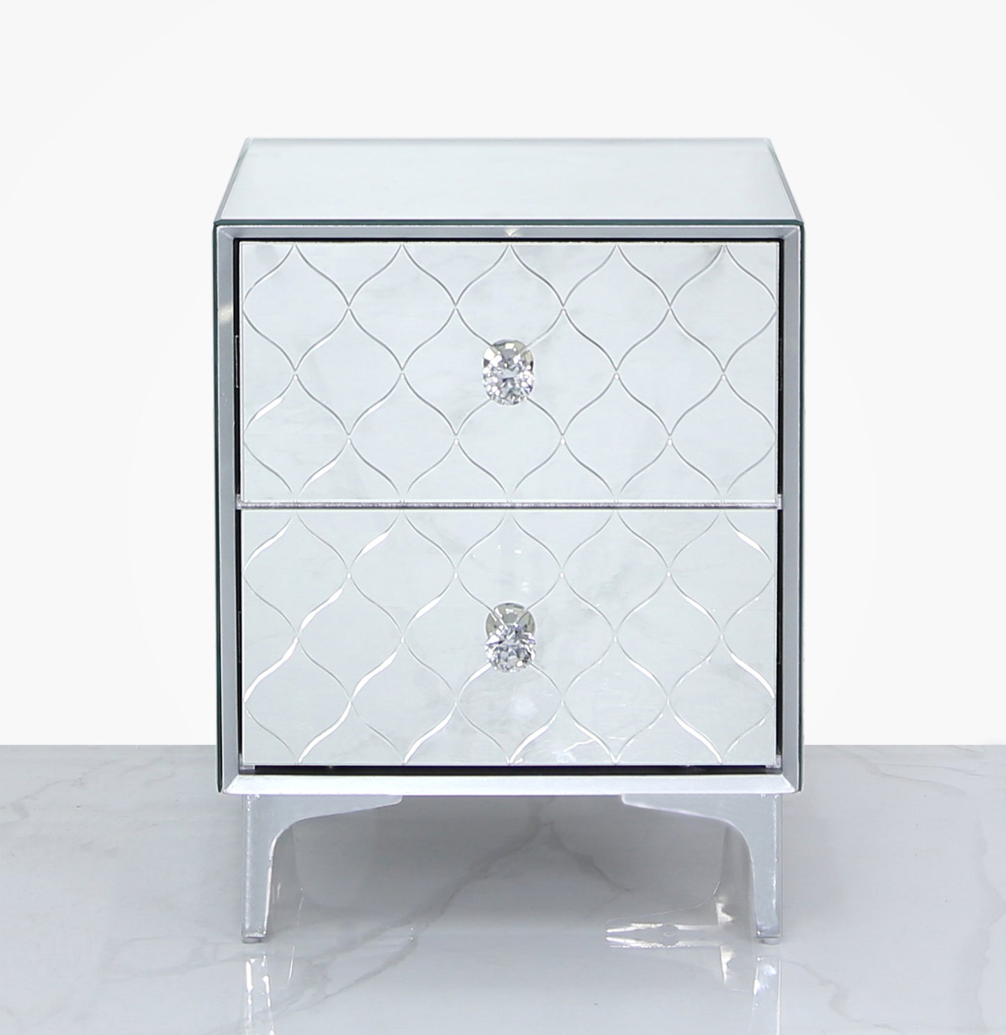 Regency Mirror 2 Draw BedSide Cabinet