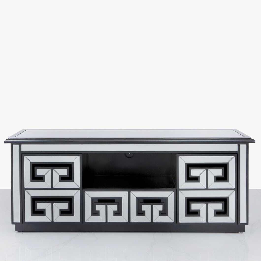 Geometric Mirrored and Black Entertainment Unit