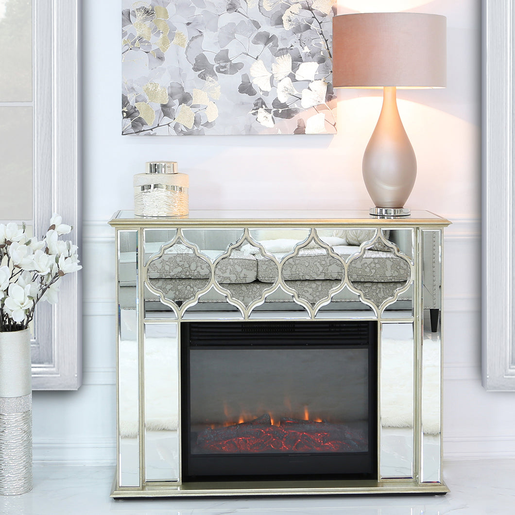 Casablanca Gold Mirrored Fire Surrounds With Electric Fire