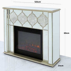 Casablanca Gold Mirrored Fire Surrounds With Electric Fire