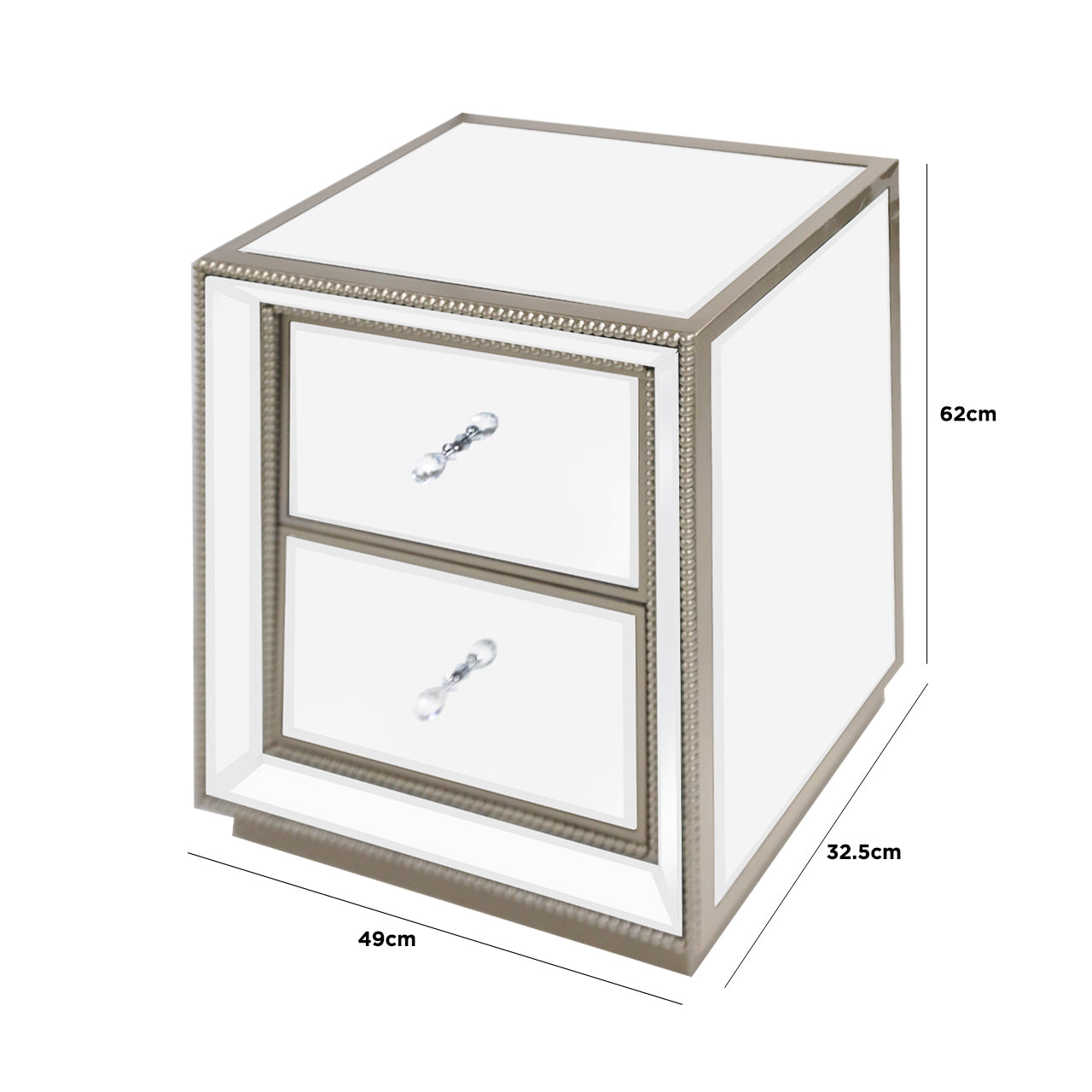 Cressona Mirrored Bedside Cabinet