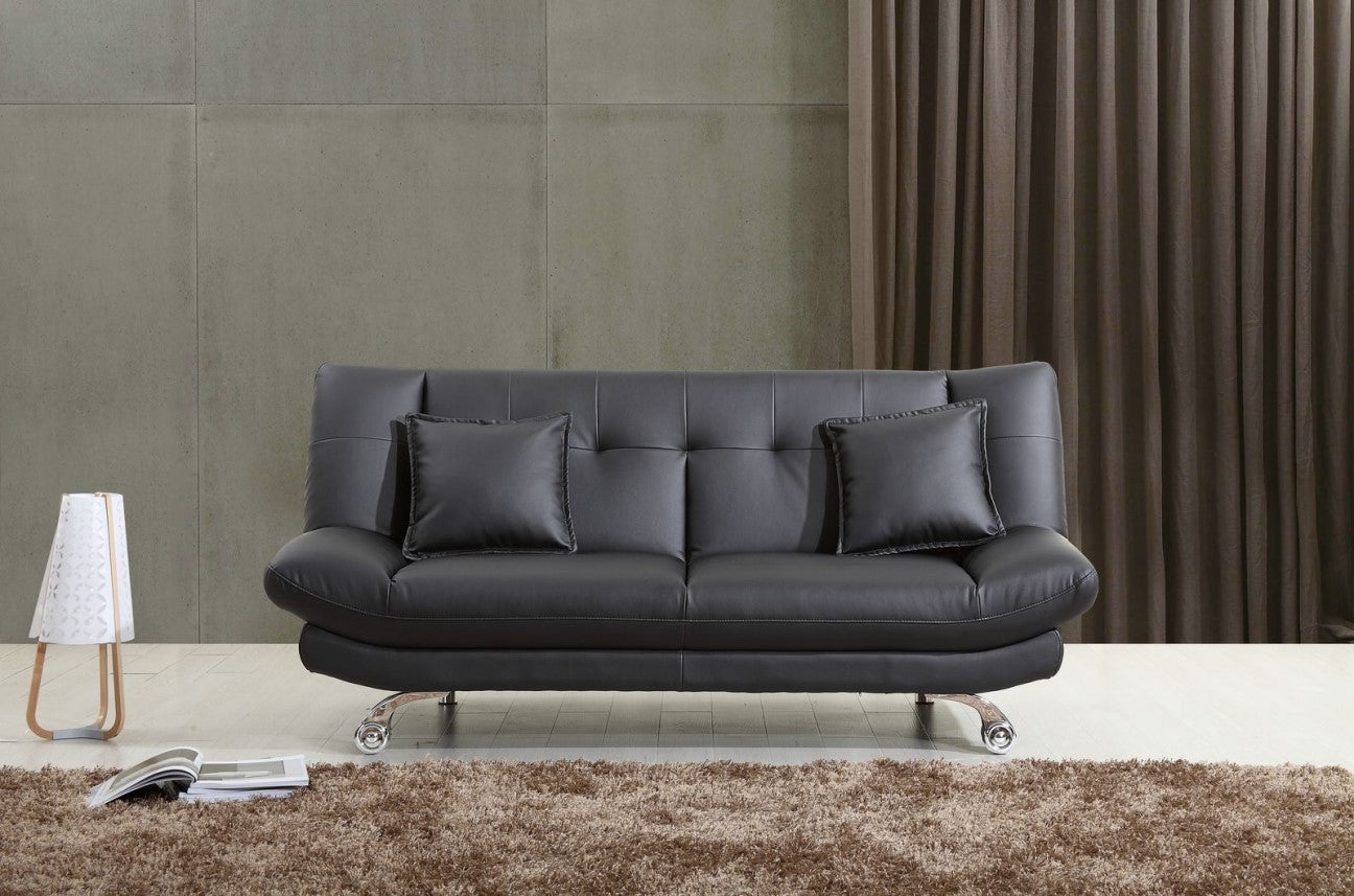 Monroe Sofabed in Bonded Leather & Chrome Legs
