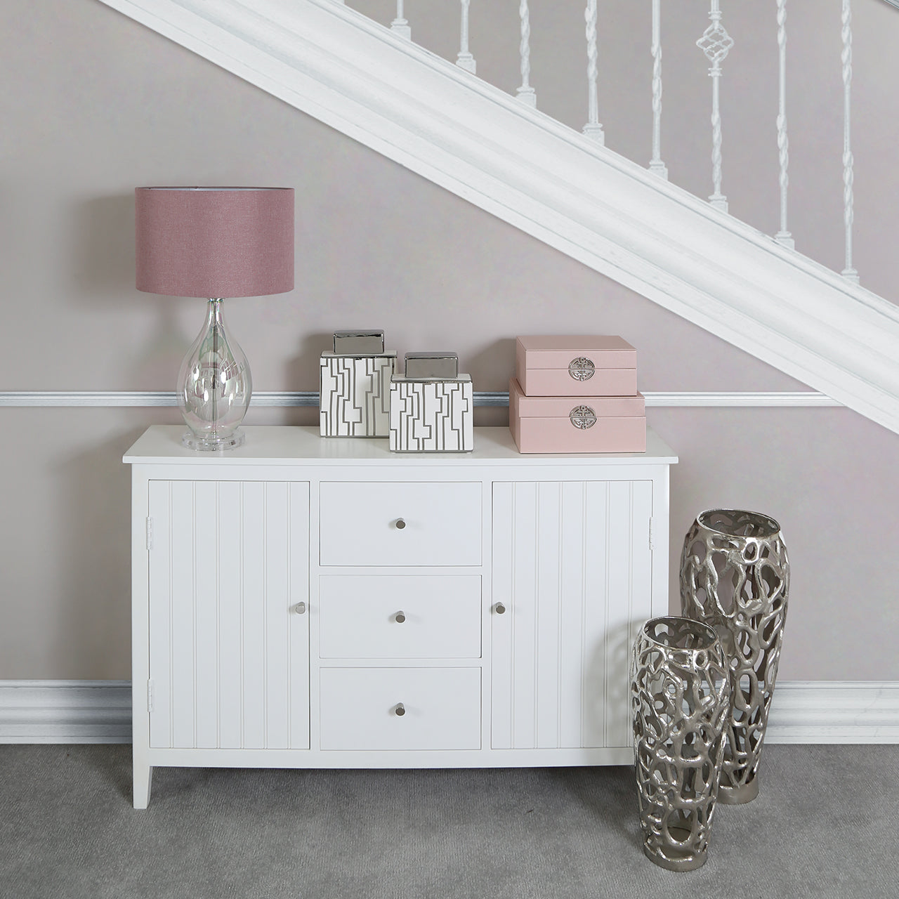 Boston White 2 Door 3 Drawer Sideboard