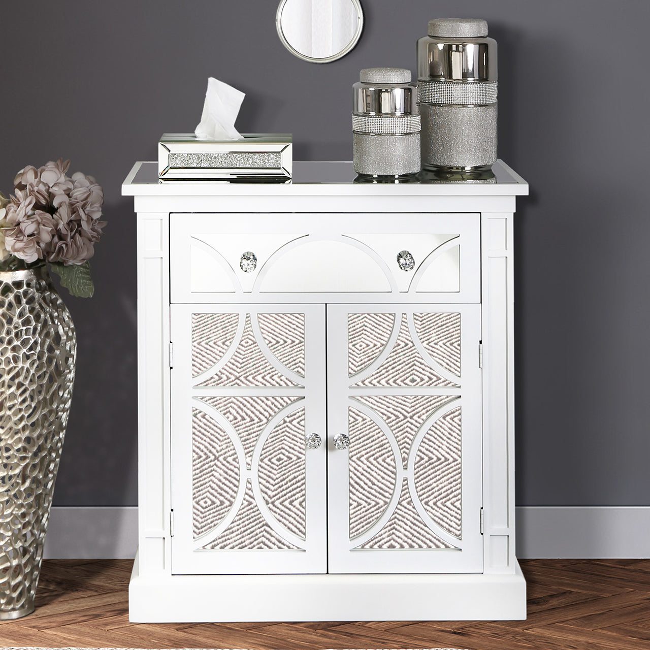 Treviso White Wood 2 Door and 1 Drawer Sideboard