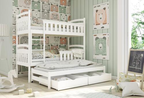 Harriet Wooden Bunk Bed with Trundle and Storage