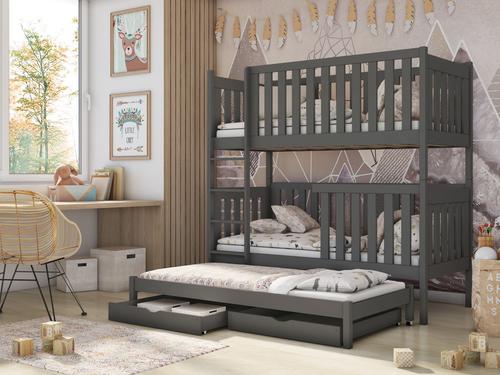 Emily Wooden Bunk Bed with Trundle and Storage