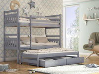 Seweryn Wooden Bunk Bed with Trundle and Storage
