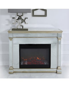 Champagne Romano Mirrored Fire Surrounds With Electric Fire