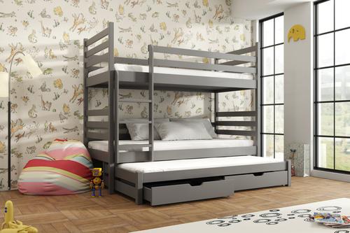 Tomi Wooden Bunk Bed with Trundle and Storage